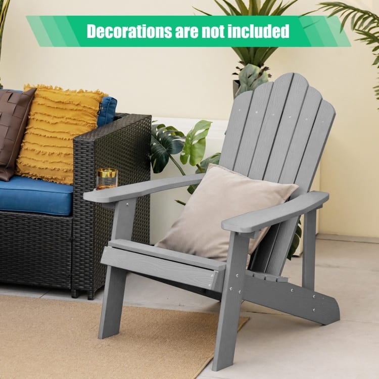 Weather Resistant HIPS Outdoor Adirondack Chair with Cup Holder - 33.4" x 30" x 37"