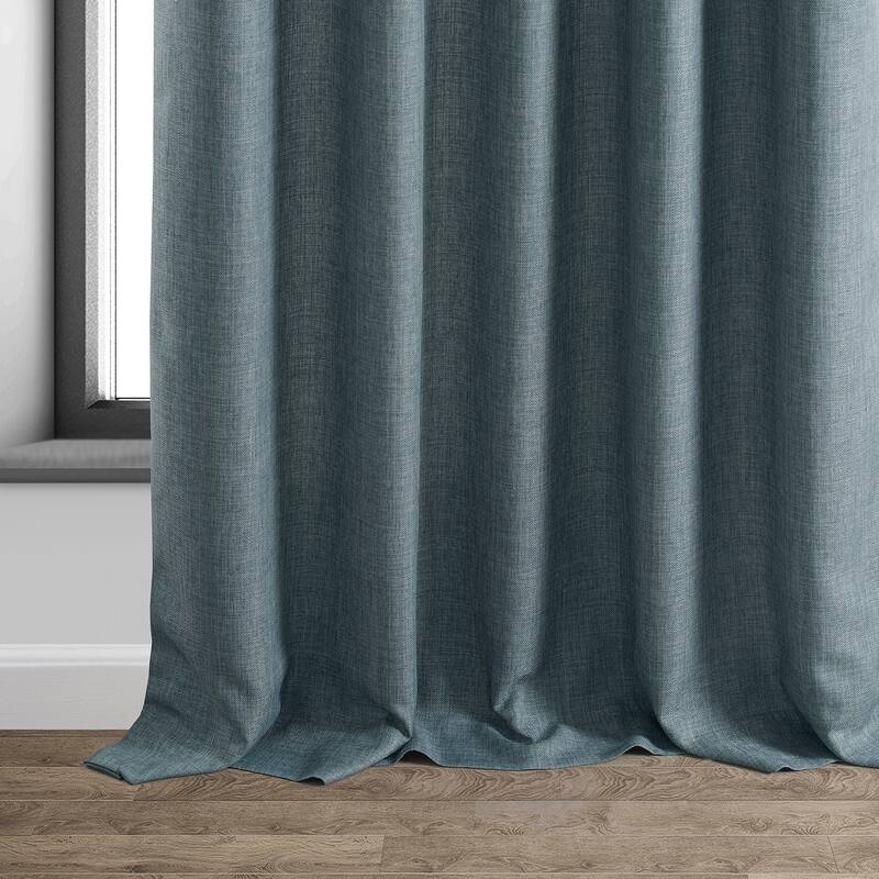 Exclusive Fabrics Italian Faux Linen Room Darkening Curtains (1 Panel) - Sophisticated Drapery for Versatile Décor