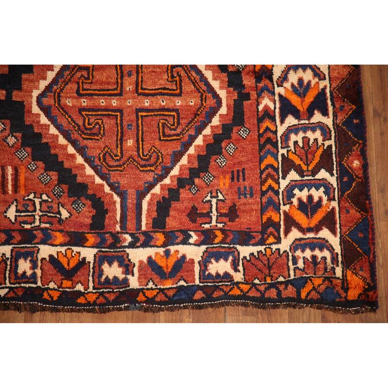 Hand Knotted Oriental 100% Wool Carpet Traditional Tribal Oranges & Rust Lori Area Rug - 8' 2'' X 4' 3''