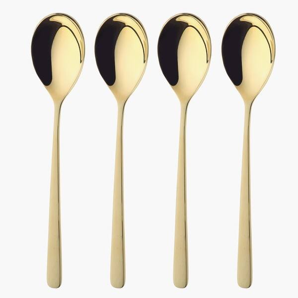 Set of Four Gold Finish Stainless Steel Tablespoons On Sale Bed