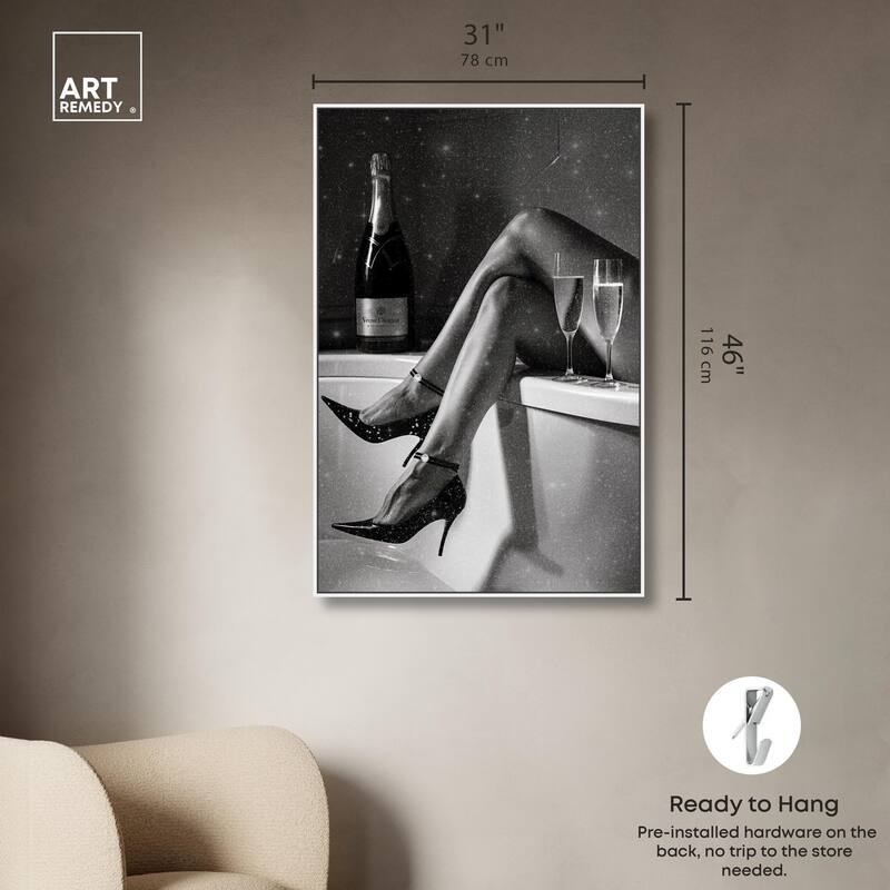 Champagne Bath Glamour Canvas by Art Remedy