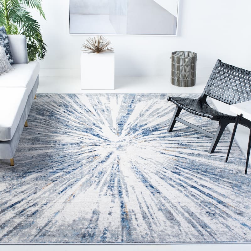 SAFAVIEH Amelia Dellene Abstract Burst Rug - 6'7" Square - Grey/Blue