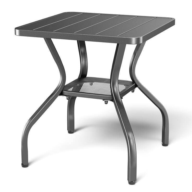 Komodo 20-Inch Outdoor Metal Square Side Table, Powder-Coated - 20" L x 20" W x 22" H