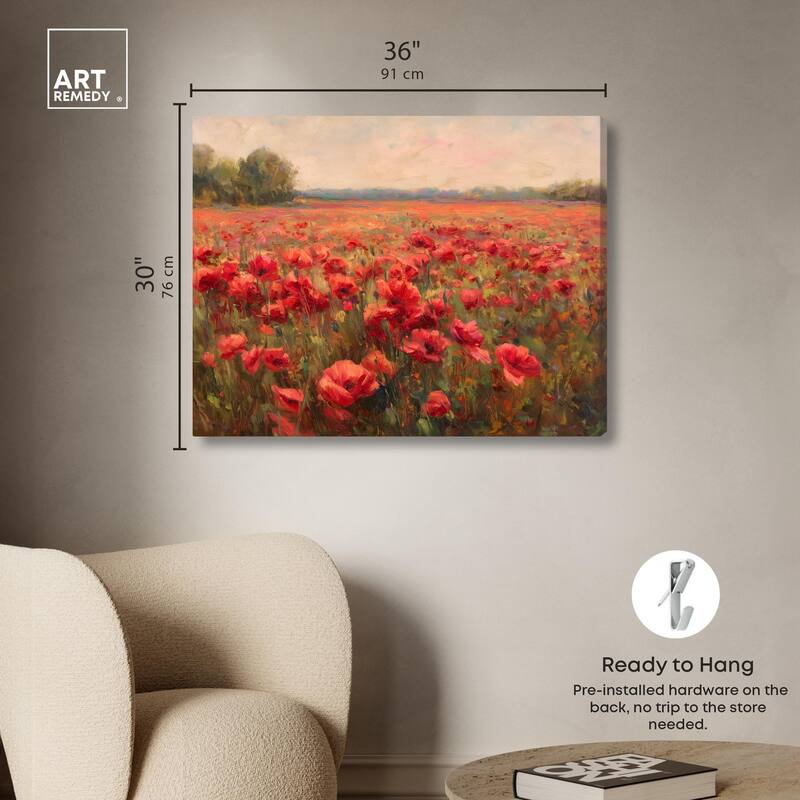 Sea of Red Poppies II Canvas by Art Remedy, Gallery Wrapped