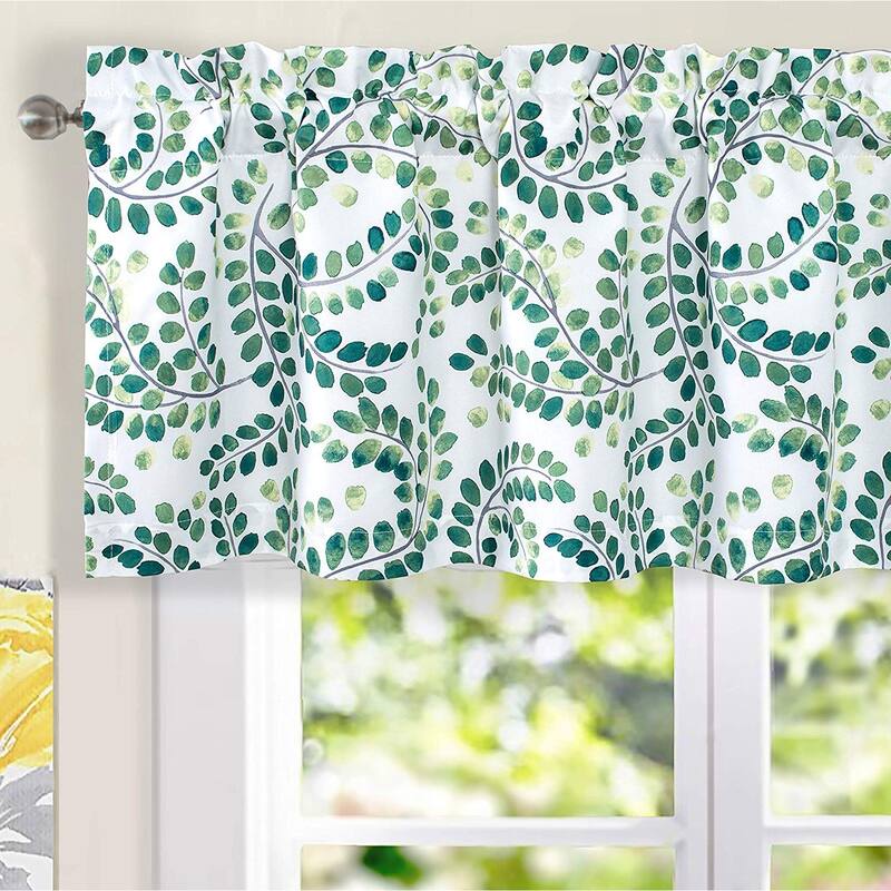 DriftAway Aleena Floral Scroll Valance 2 Layers Window Curtain Valance