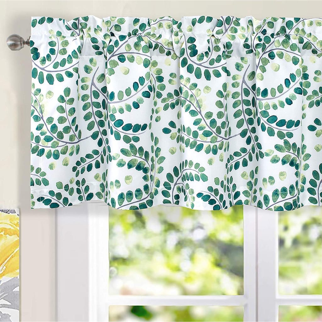DriftAway Aleena Floral Scroll Valance 2 Layers Window Curtain Valance