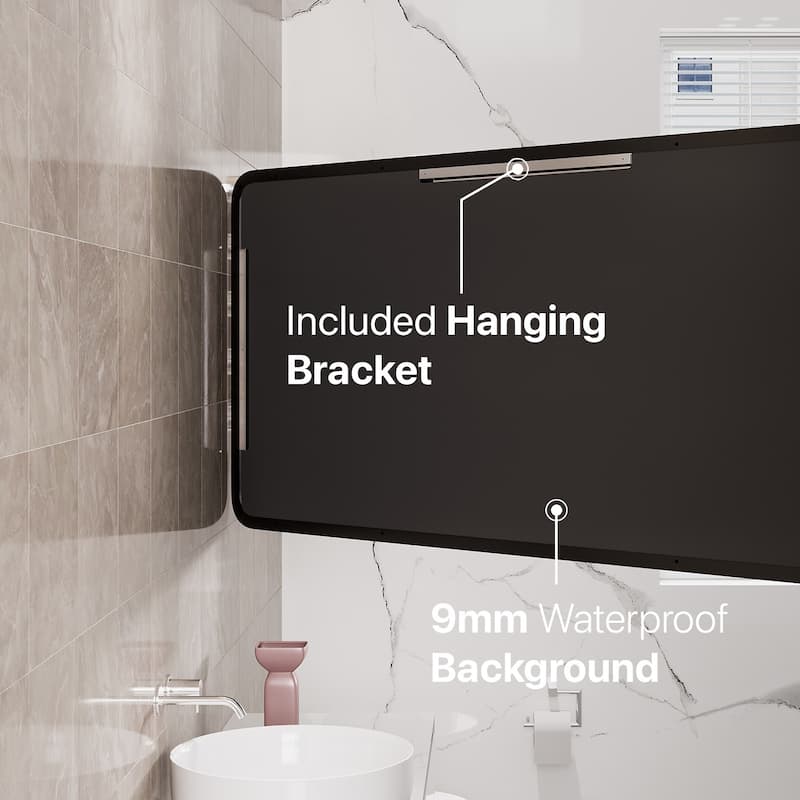 Eviva Harmony 60" x 28" Rectangular Black Metal Framed Mirror - N/A