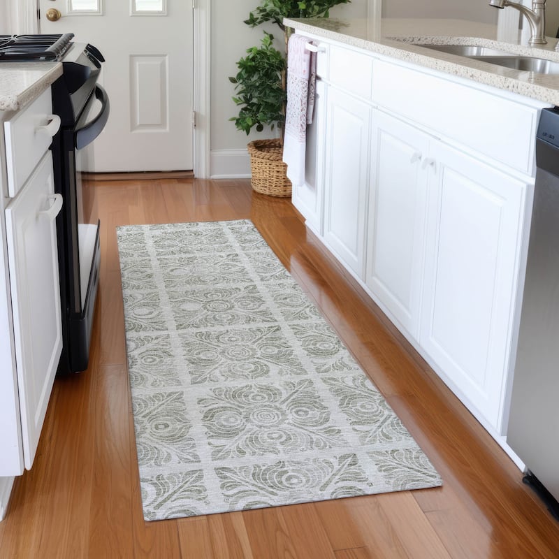 Premium Washable Super Soft Traditional Mosaic Mayfield Rug - Taupe - 2'3" x 7'6"