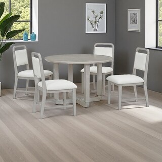 5-Piece Round Wood Dining Table Set with Upholstered Chairs - Bed Bath ...