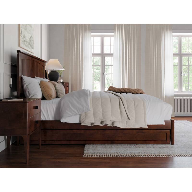Malta Platform Bed with Panel Footboard and Twin XL Trundle