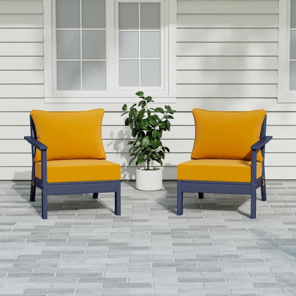 Birchwood All Weather HDPE Outdoor Patio Deep Seating Navy Blue Loveseat (2-Piece)