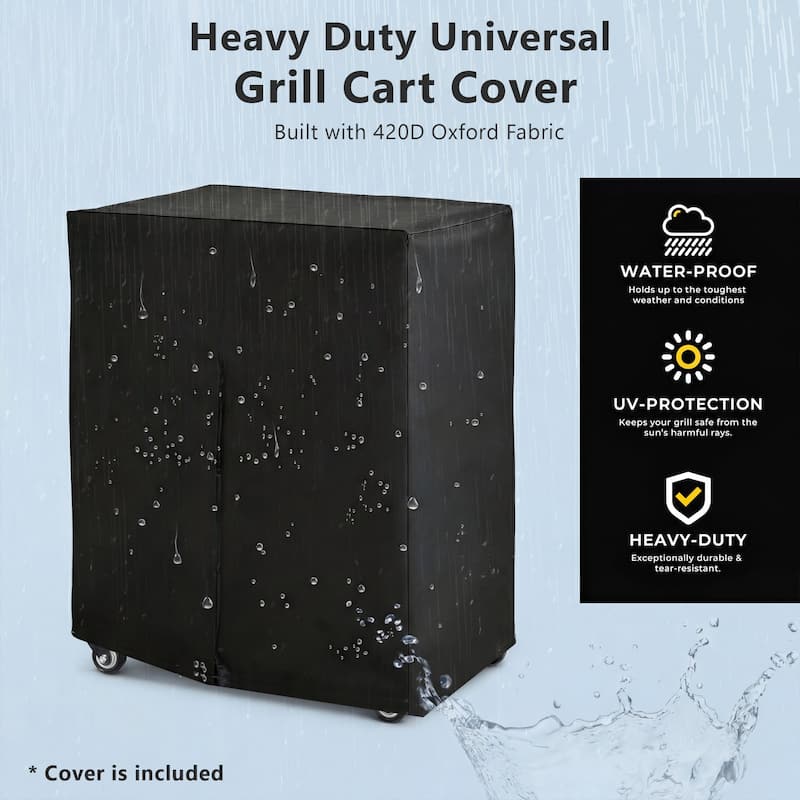 39.5"Outdoor Grill Cart with Storage Cabinet,Bar Cart Pizza Oven Table with Wheels,Stainless Steel Top,with Spice & Paper Rack