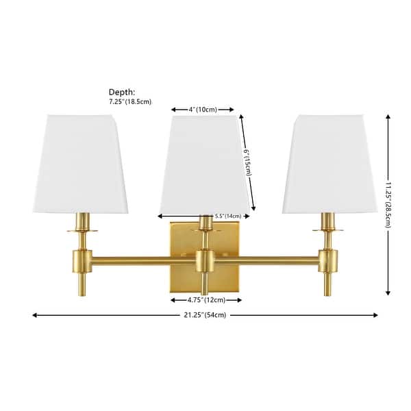 dimension image slide 2 of 3, SAFAVIEH Home Lighting Collection Clelia 21" Modern & Contemporary Wall Sconce (3-bulb)