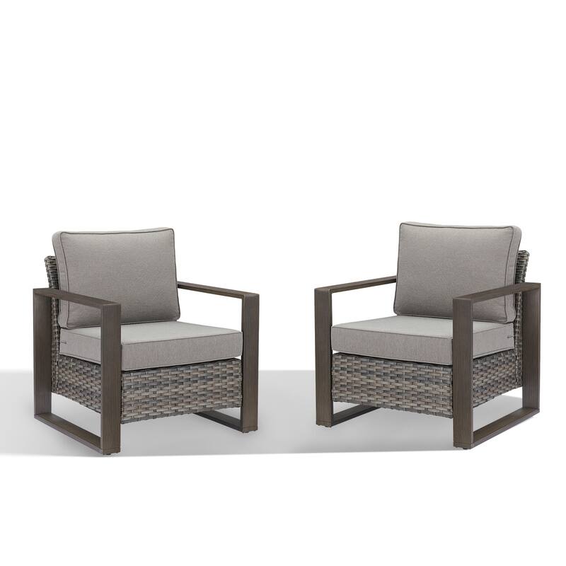 Gymojoy 2 Pieces PE Rattan Wicker Chairs with Cushion