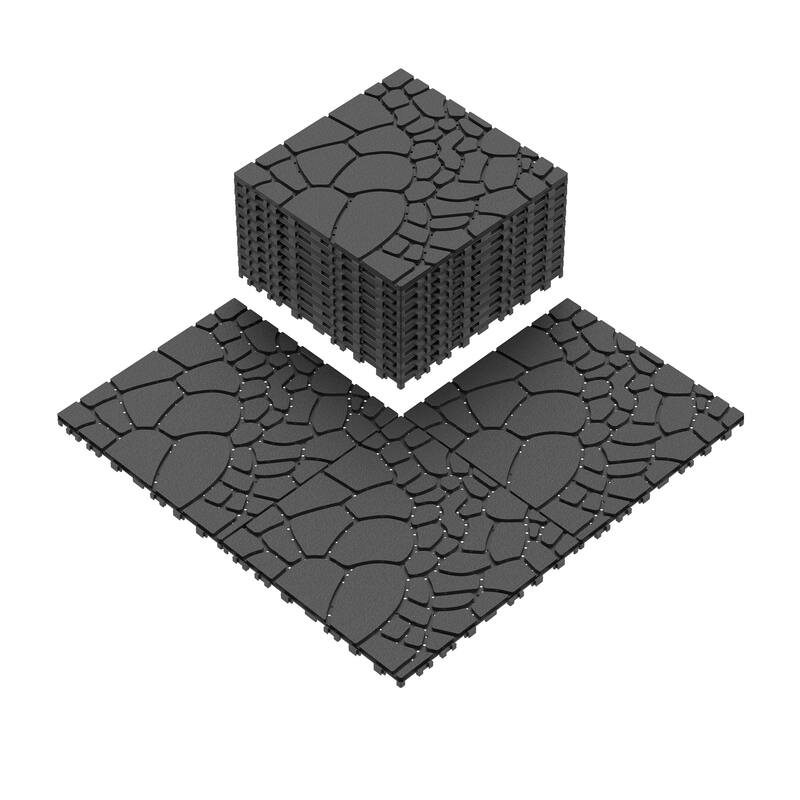44pcs Stone texture 12" Patio Deck Tiles, DIY Module Interlocking Decking Tiles Floor Tile