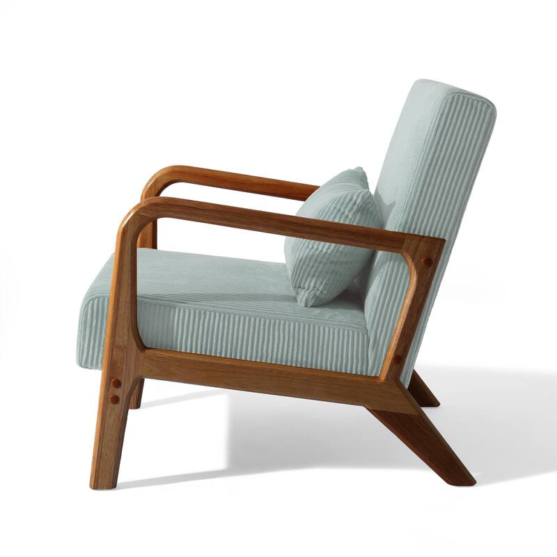 Modern Corduroy Upholstered Accent Chair with Wood Legs Set of 2