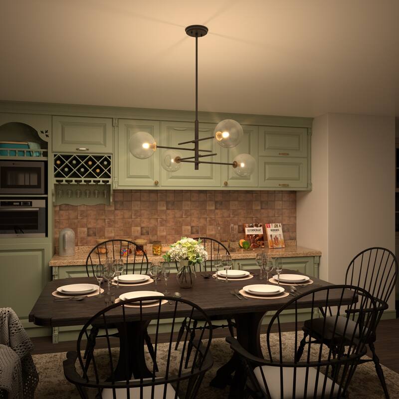 Acroma 4-light Modern Farmhouse Black/ Gold Sputnik Chandelier