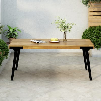 Harper Outdoor Modern Industrial Acacia Wood Dining Table by Christopher Knight Home