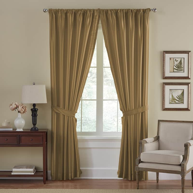 Elrene Versailles Pleated Blackout Curtain Panel - 52" W X 84" L - Gold