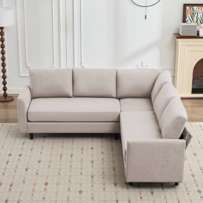 Snow Velvet Sectional Sofa