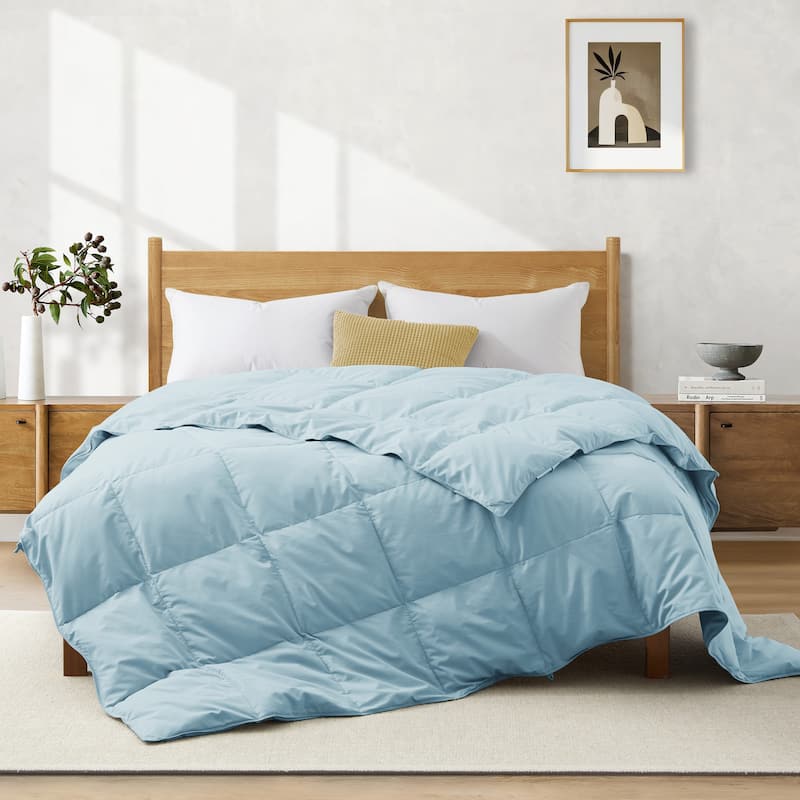 Lightweight Summer Flroal & Solid Printed Goose Feather Down Comforter Duvet Insert - Cal King (108"x94") - Blue