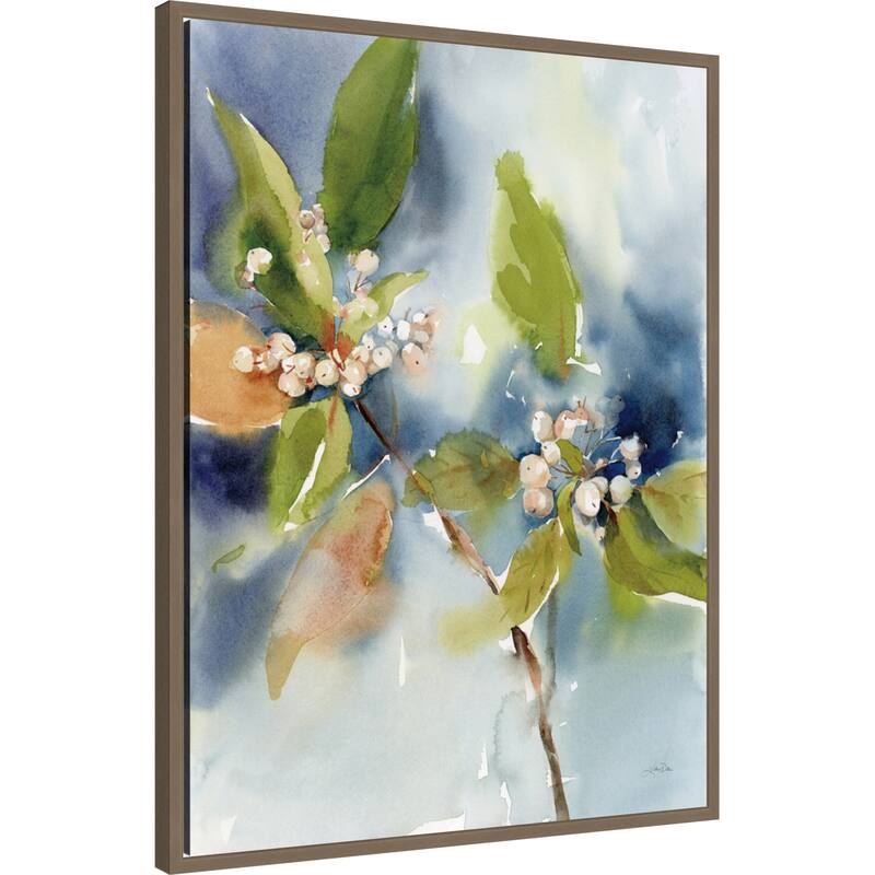 Winter Berries by Katrina Pete (23 x 30 in.), Framed Canvas Wall Art Print - Sylvie Dark Gold