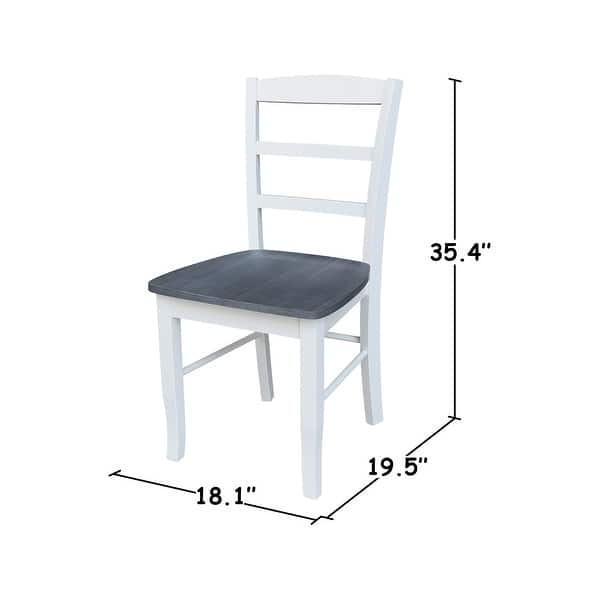 dimension image slide 4 of 12, International Concepts Solid Wood Madrid Ladderback Chairs, Set of 2 - N/A