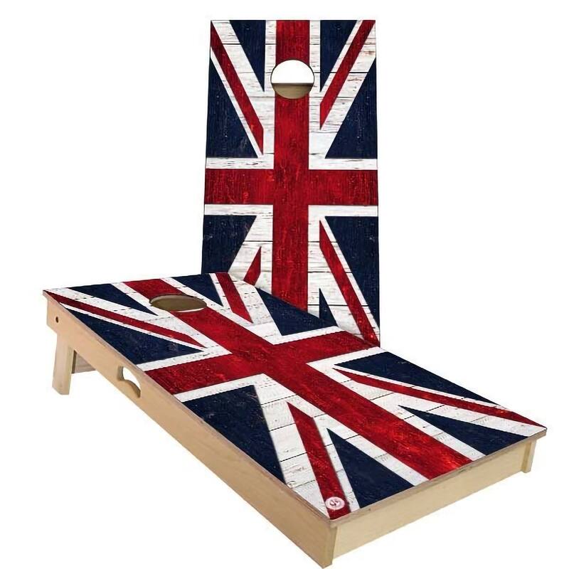 UK United Kingdom Outdoor Cornhole Board Set - Backyard 2x4 - Include Case + Hole Lights