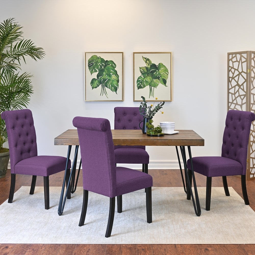 Roundhill Furniture Ashford 5-Piece Dining Set, Hairpin Dining Table with 4 Chairs