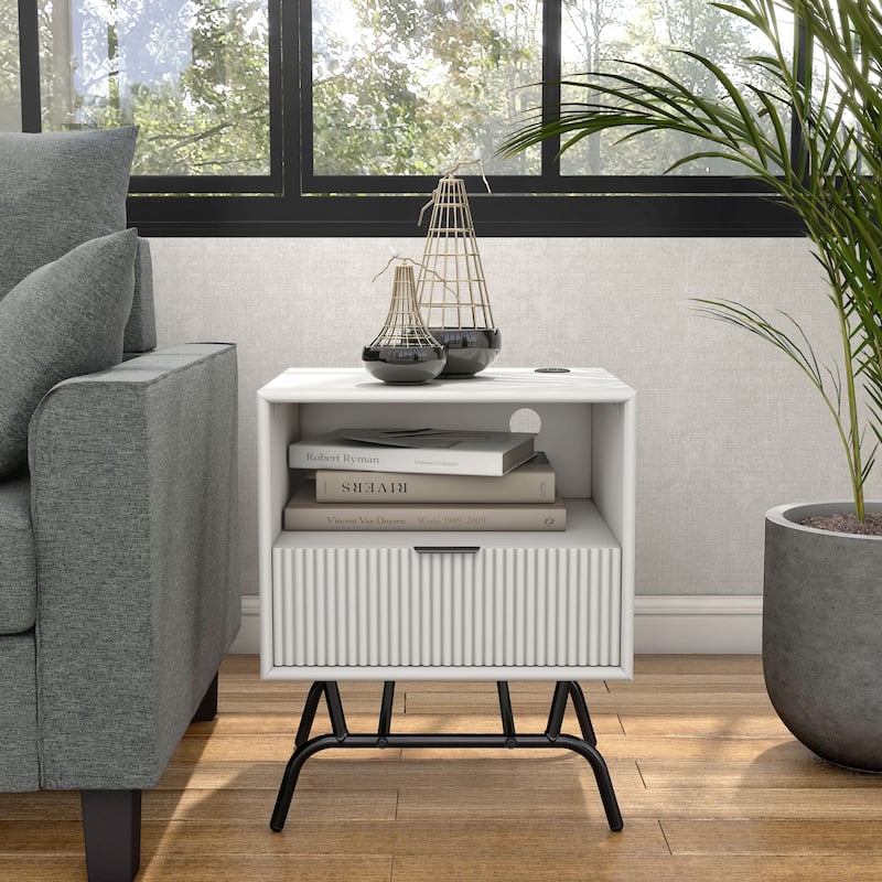 DH BASIC Modern 18-inch 1-Drawer Coffee Table with USB Ports by Denhour