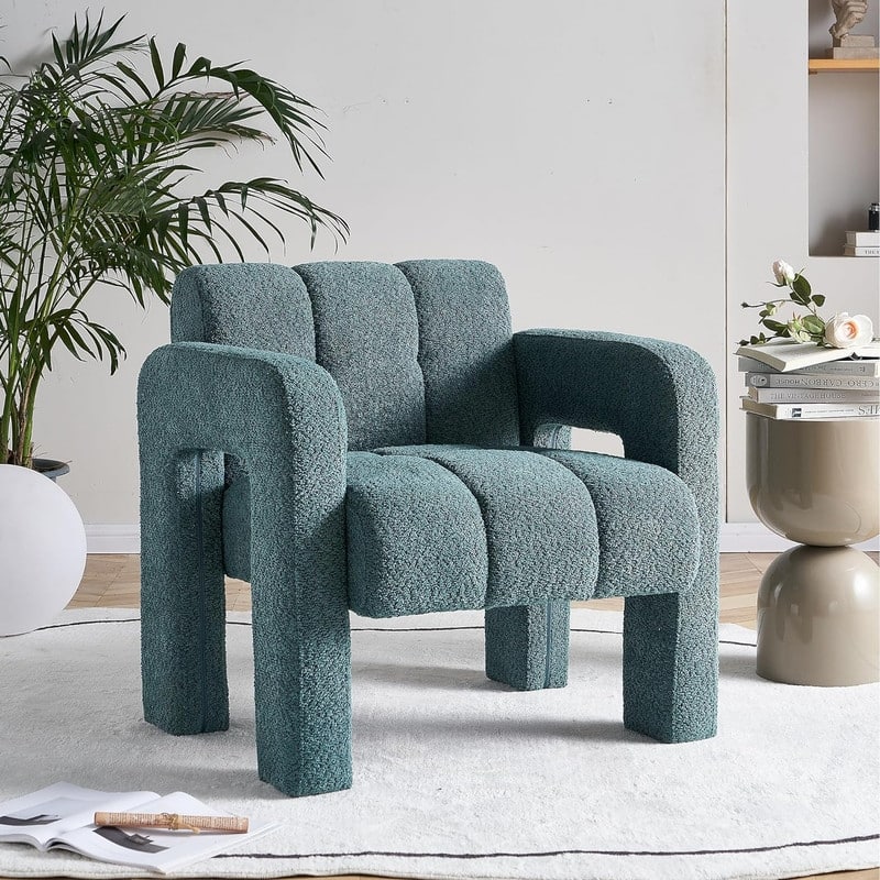 31.10" Wide Boucle Upholstered Accent Chair, Modern Comfy Single Lounge Armchair for Living Room, Bedroom, Apartment