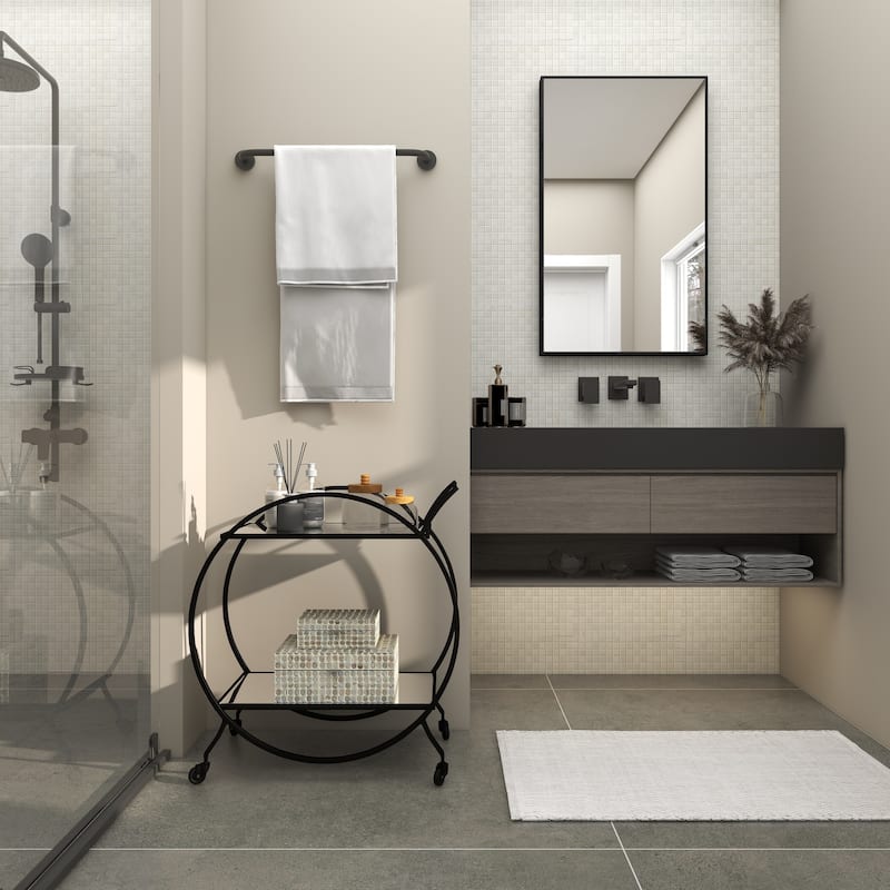 Metal Contemporary Bar Cart with Wheels