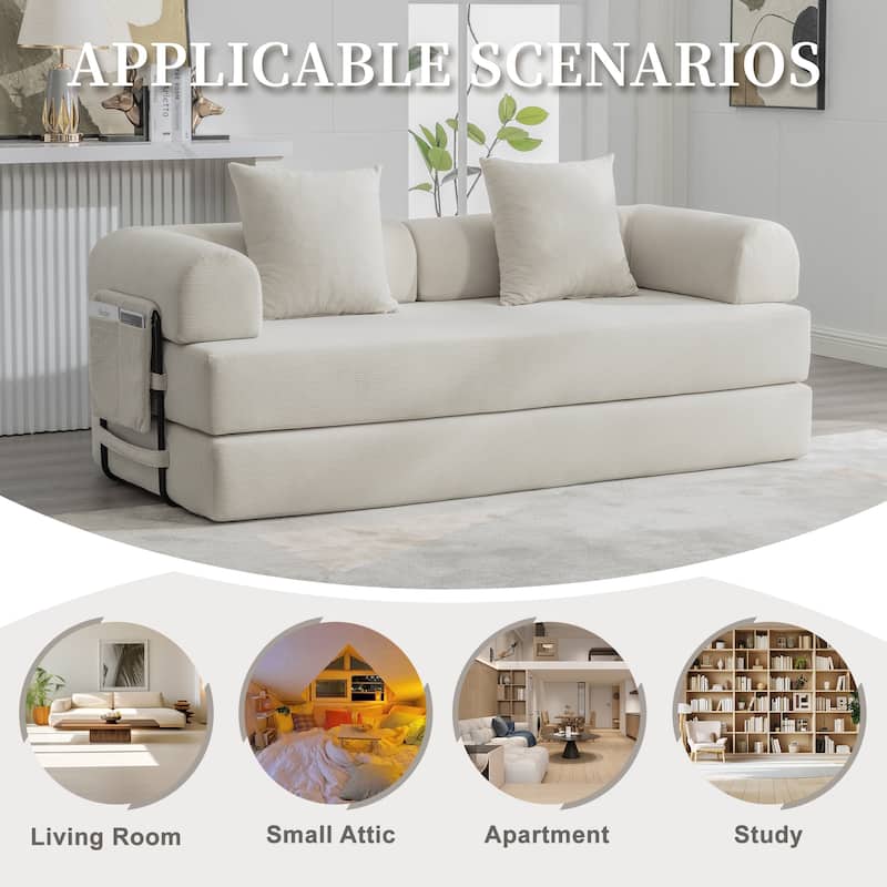 Foldable and compressible sofa, featuring a sturdy metal frame, It allows you to freely create a personalized leisure area