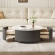 preview thumbnail 17 of 24, Modern Round Movable Coffee Table with Casters, 2 Drawers,Marble Pattern Sintered Stone Top