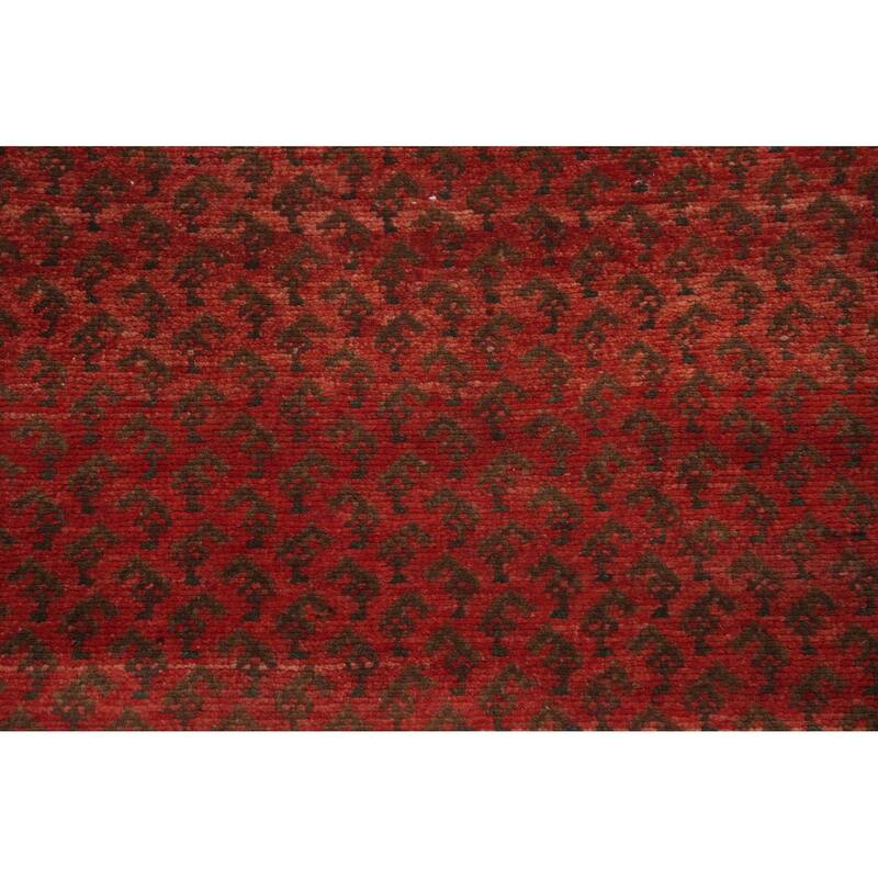 Hand Knotted Oriental 100% Wool Carpet Traditional Geometric Oranges & Rust Botemir Runner Rug - 10' 3'' X 3' 9''