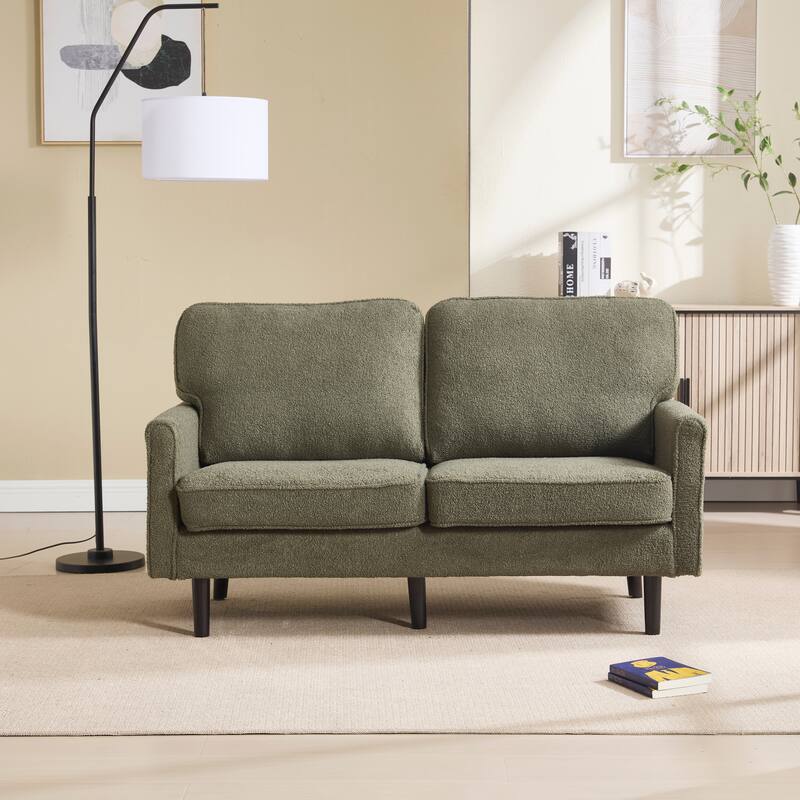 Loveseat Sofa Upholstered Deep Seat Sofa Modern Love Seat with USB & Removable Pillow Cover, Pockets 2-seat Armchair