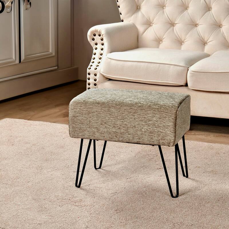 Jacquard Chenille Ottoman - 19" x 13" x 17"H - Tanga - Grey