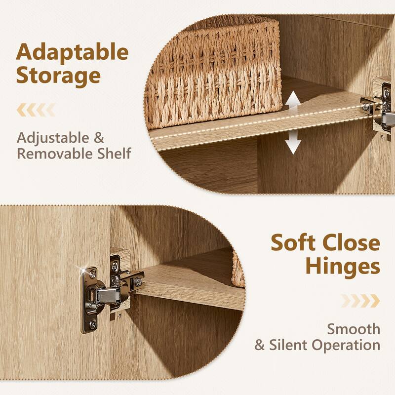 Modern Fluted TV Stand for 80" TV, Media Console, Entertainment Center