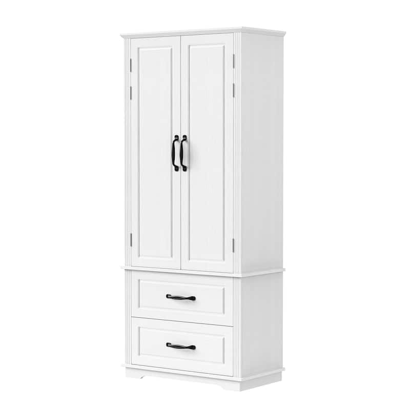 71"Kitchen Pantry Cabinet with 2 Drawers,Embossed Texture Freestanding Cabinet with 8 Door Shelves and 3 Cabinet Shelves