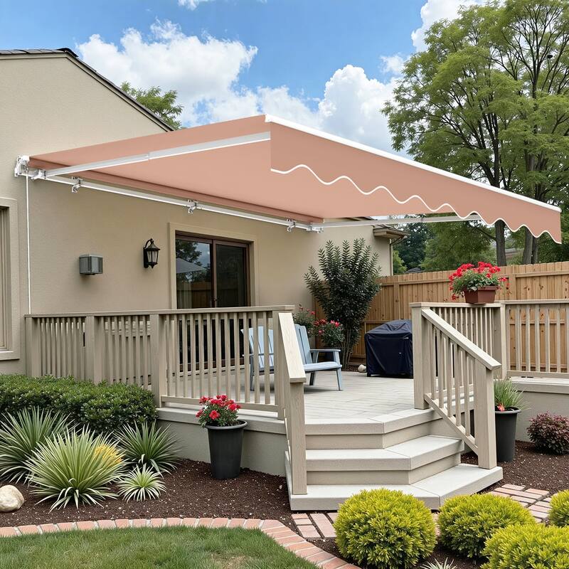 MCombo13x8Feet Manual Retractable Patio Door Window Awning Sunshade Shelter Outdoor Canopy