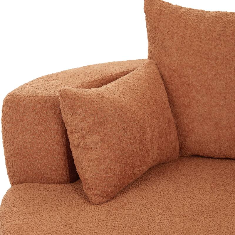 Chenille Swivel Barrel Chair with Pillows
