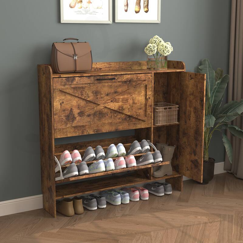 Versatile Shoe Storage Cabinet with Multiple Compartments and Stylish Design
