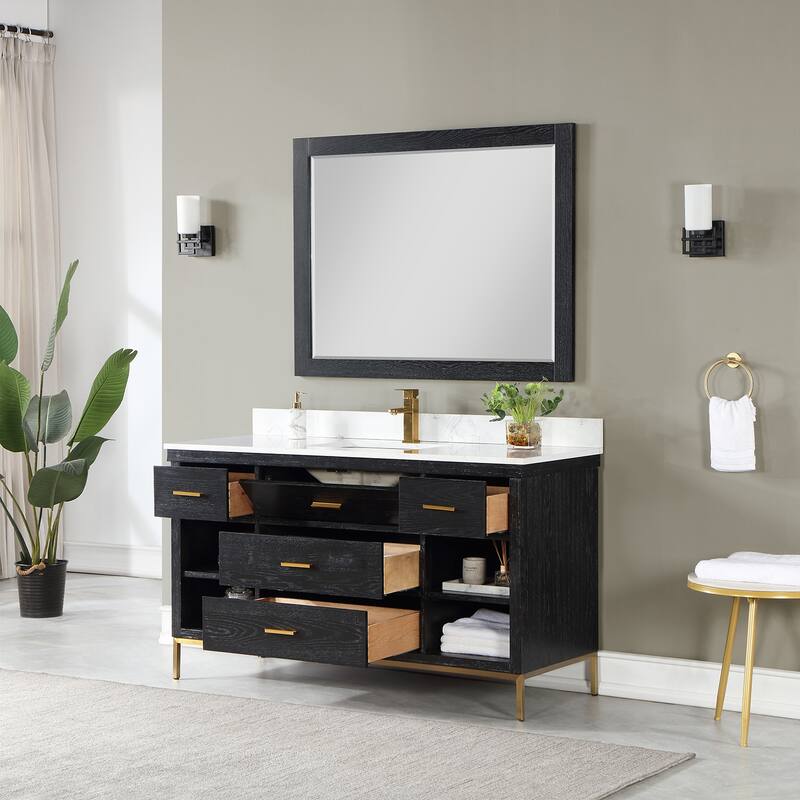 Altair Kesia Bathroom Vanity with Composite Stone Countertop with Mirror