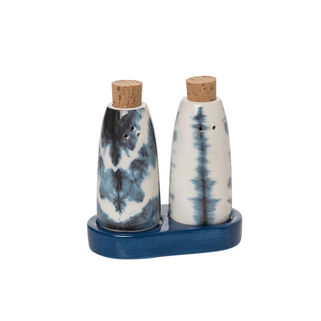 Transpac Dolomite 4.2 in. Multicolor Spring Shibori Salt and Pepper Shakers Set of 3
