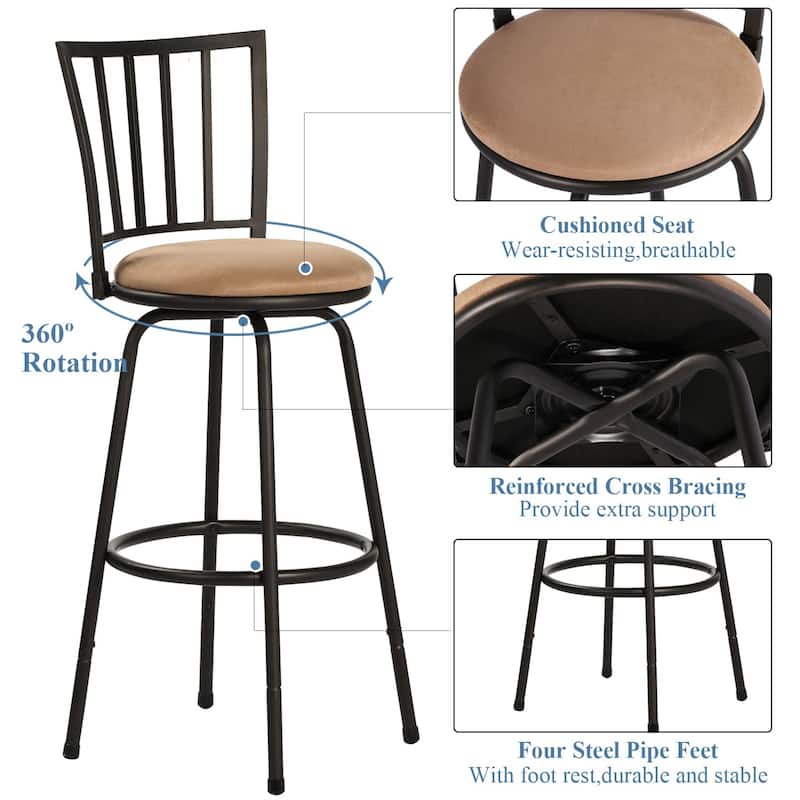 Javlergo Set of 2/Set of 4 Bar Stools, Adjustable-Height Swivel Counter Stools