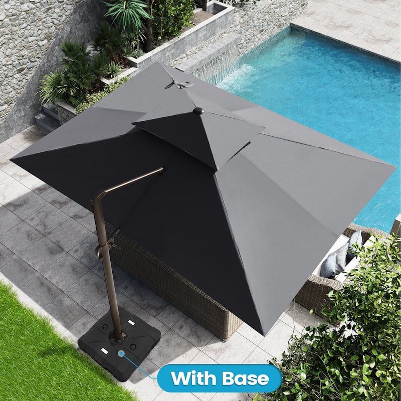 Crestlive Outdoor 13 x 10ft 360-degree Rotation Patio Cantilever Umbrella with Base