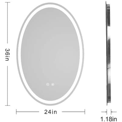 TokeShimi Oval led Bathroom Mirror Lighted Mirror Anti-Fog Vanity Bathroom Backlit Mirror Dimmable Wall Mounted Mirror