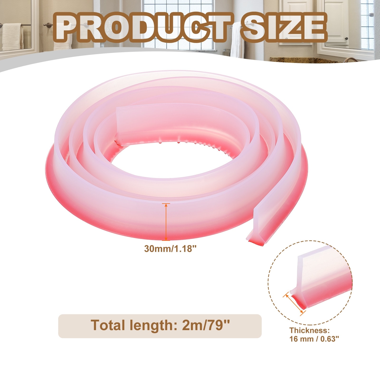 Collapsible Shower Threshold Water Dam Guard, Shower Stopper Barrier Self Adhesive Sink Splash Guards