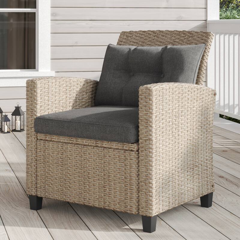 Corvus Armitage 4-piece Outdoor Resin Wicker Chat Set with Cushions