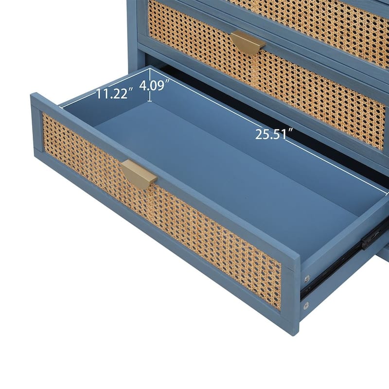 3 Drawers Rattan Storage Cabinet for Bedroom Living Room